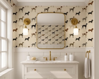 Custom Dog Friendly Wallpaper, Elegant Dog Print Peel and Stick Wallpaper, Bright Playful Pet Lover Décor