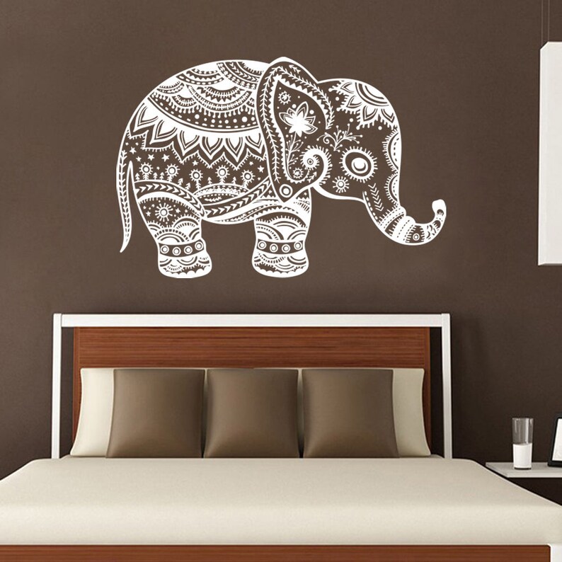 Elephant Wall Decal Stickers Floral Patterns Yoga Decals Home Etsy