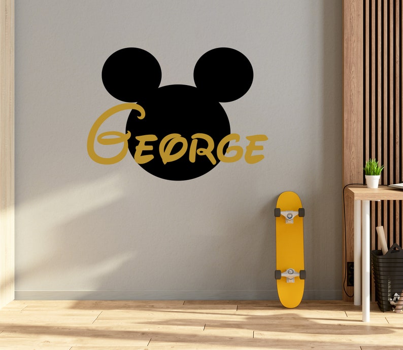 Name Wall Decal Mickey Mouse Head Ears Vinyl Decals Sticker Etsy