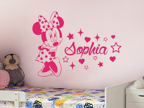 Name Wall Decal Minnie Mouse Vinyl Decals Sticker Custom Name Etsy