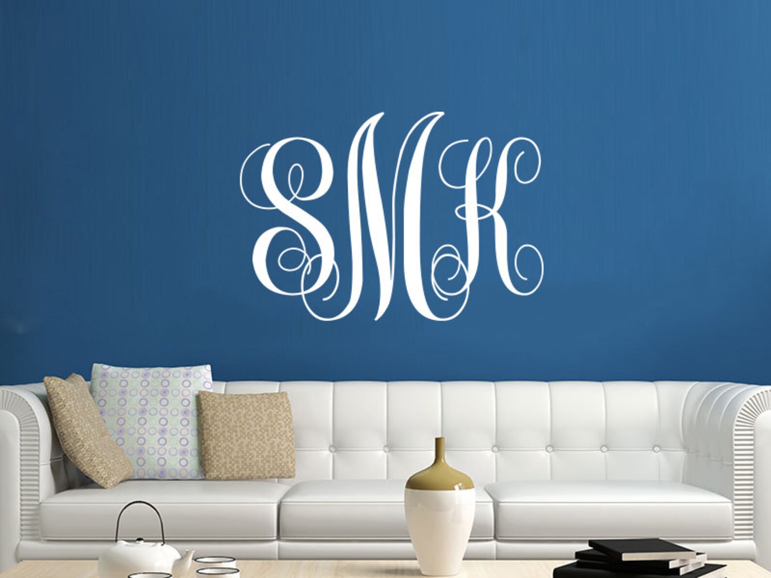 Monogram Wall Decal Vinyl Lettering Family Decor Sticker Etsy