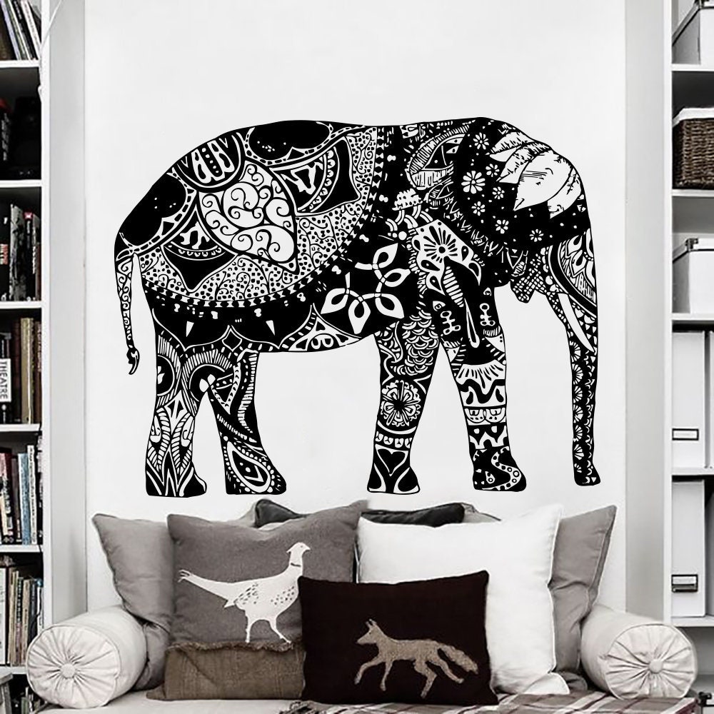 Elephant Wall Decal Stickers Floral Patterns Yoga Stickers Etsy
