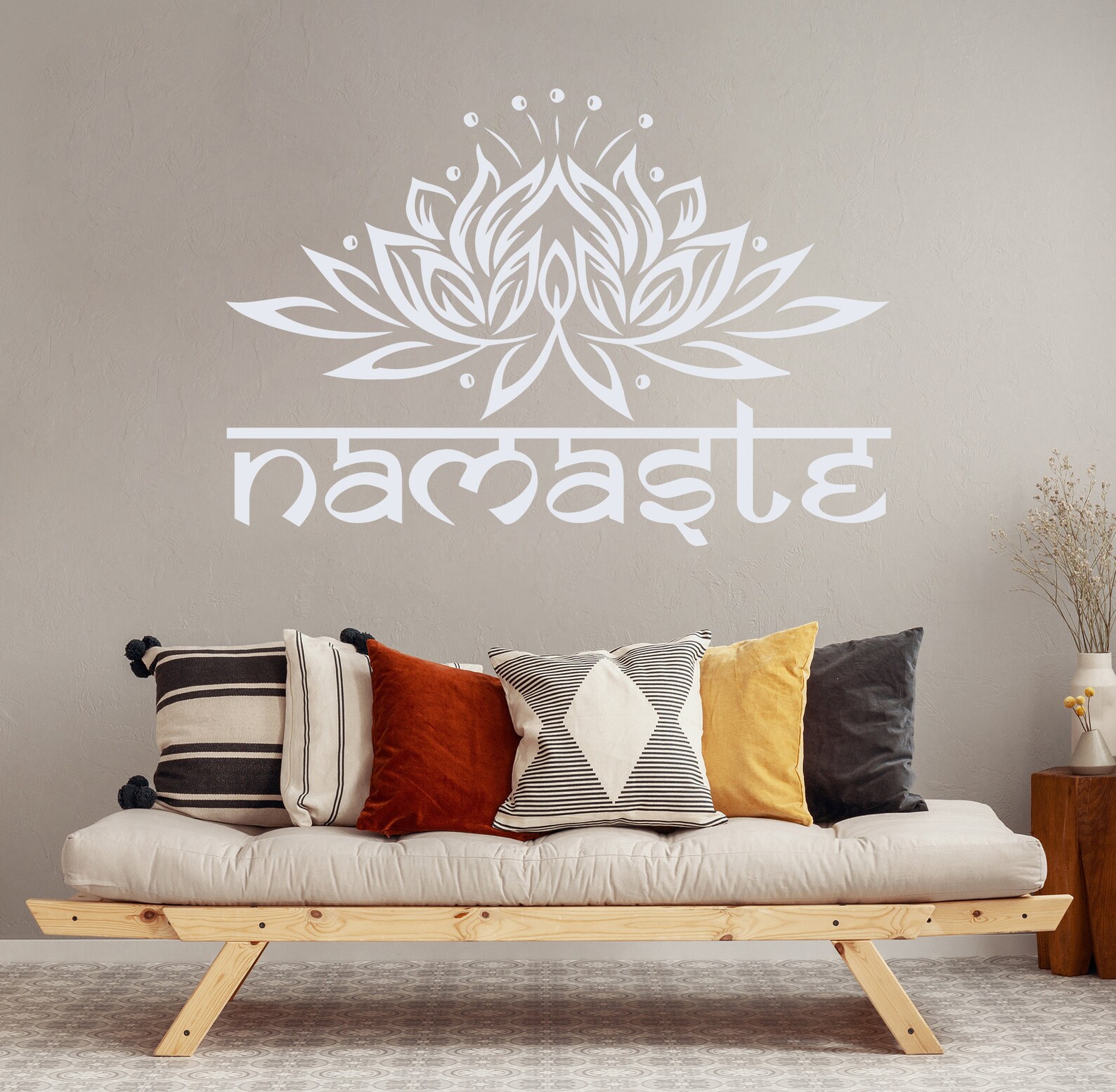 Namaste Wall Decal Quote Lotus Flower Vinyl Sticker Decals Quotes ...