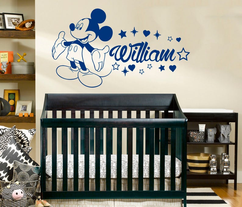 Name Wall Decal Mickey Mouse Head Ears Vinyl Decals Sticker Etsy