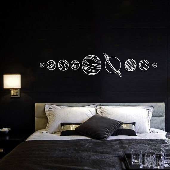 Solar System Wall Decal Space Vinyl Stickers Science Sticker Planets Space Decor Classroom Nursery Bedroom Decor Zx300