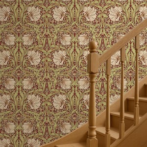 Wallpaper William Morris, Wallpaper Style Floral Pattern, Botanical Leaf Wallpaper, Peel and Stick Removable Wallpaper