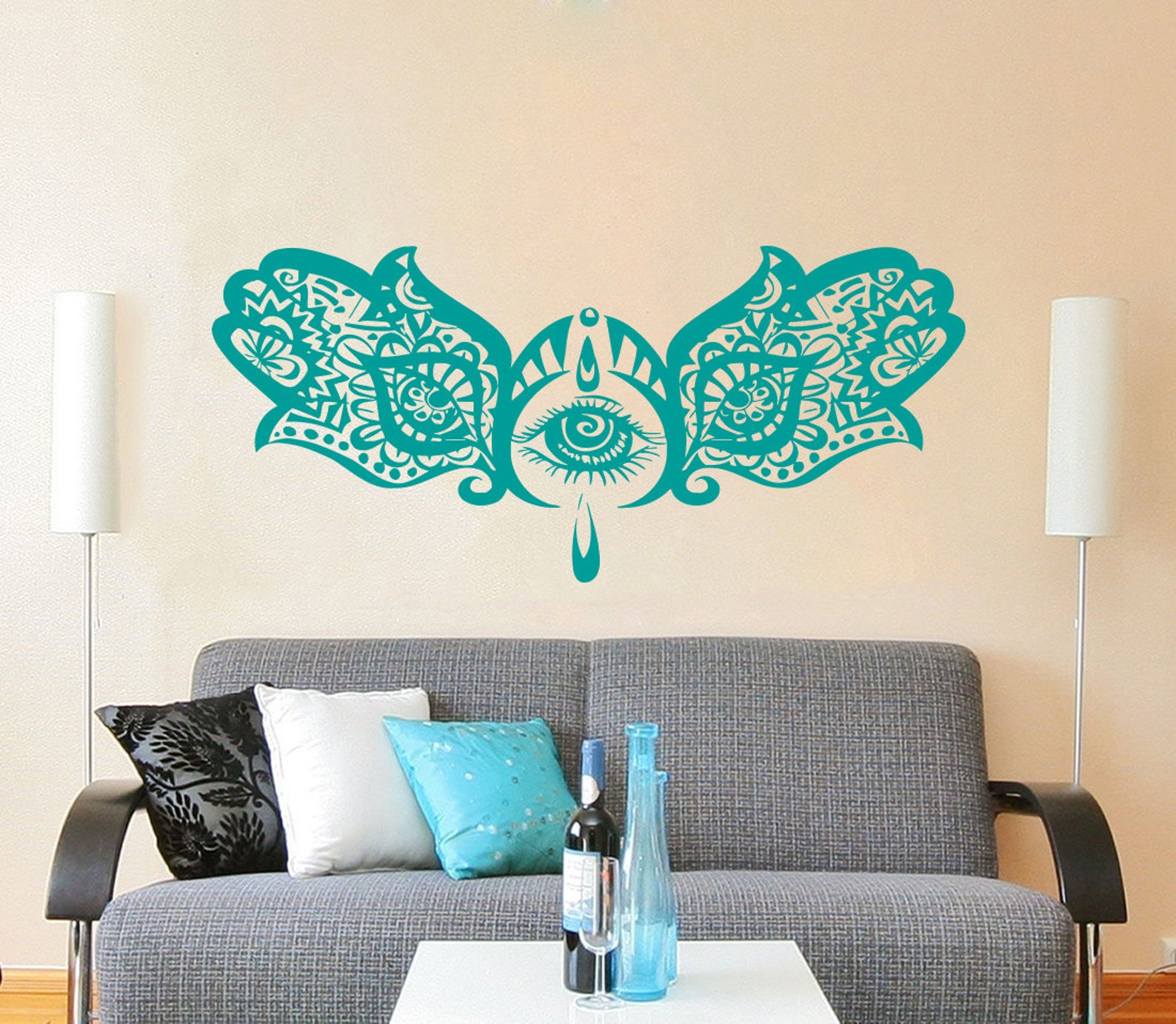Hamsa Wall Decal Vinyl Sticker Decals Home Decor Hamsa Hand Etsy