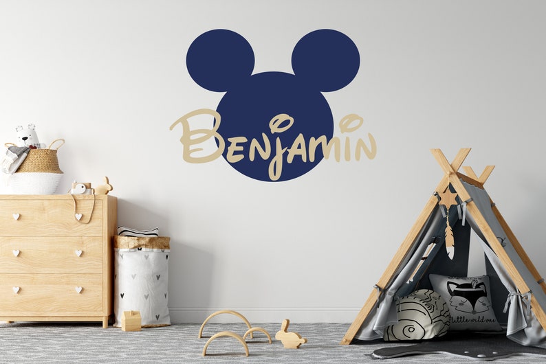 Name Wall Decal Mickey Mouse Head Ears Vinyl Decals Sticker Etsy
