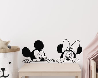 Cartoon Mickey and Minnie Mouse Wall Decal Cute Animals Vinyl Decals Sticker For Kids Boy Girl Decor Bedroom Nursery Baby Room Decor ZX290