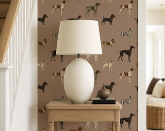 Cozy Dog Lover Home Wallpaper, Dog Pattern Removable Wallpaper, Elegant Dog Silhouette Wallpaper, Charming Dog Peel and Stick Wallpaper