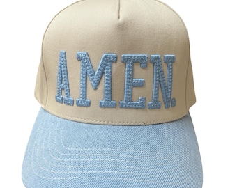 Czapka Amen z haftem, puchowa 3D, czapka Faith, luźny krój