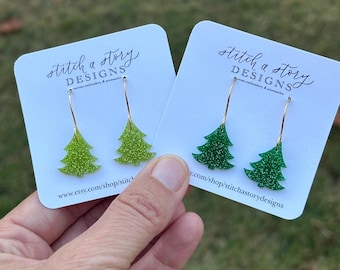 kleine acryl kerstboomoorbellen, groene hangende kerstboomoorbellen
