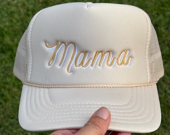 mama trucker hat, embroidered mama hat, mama hat with charms