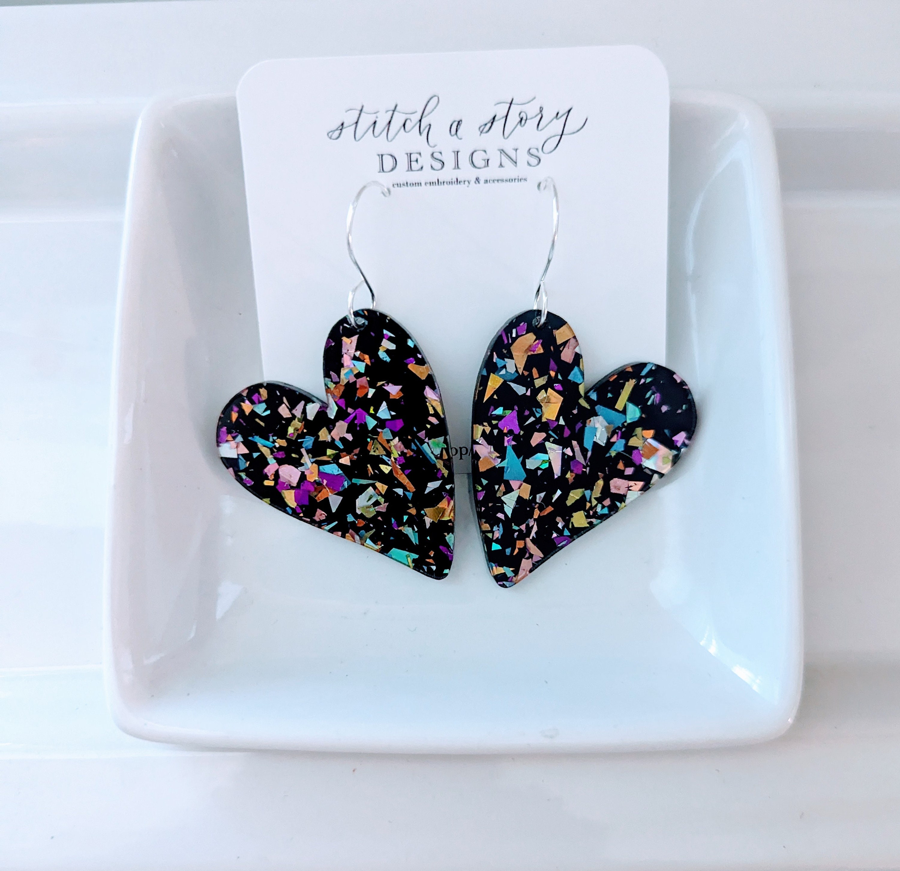 Yienate Boucles D'oreilles En Acrylique Forme De Coeur Boucles D