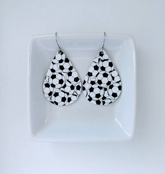 Leather soccer earrings Clearance