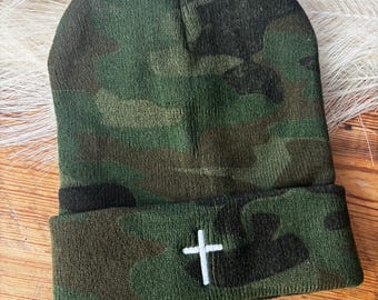 Cross winter hat, cross beanie, beanie with cross, faith hat