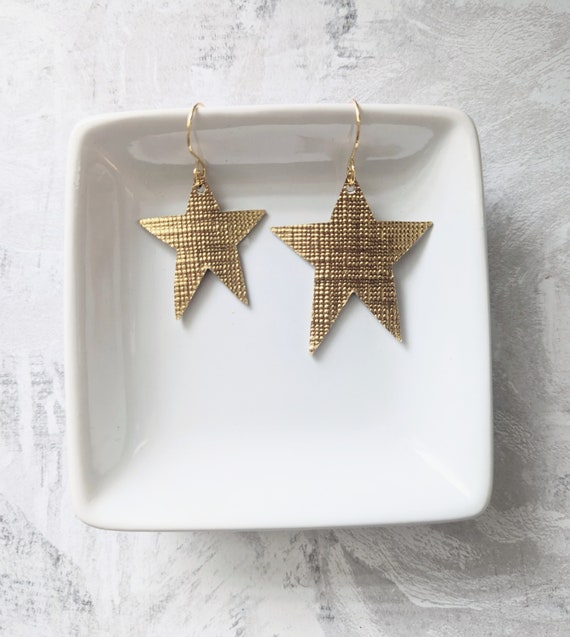 Leather star earrings sale