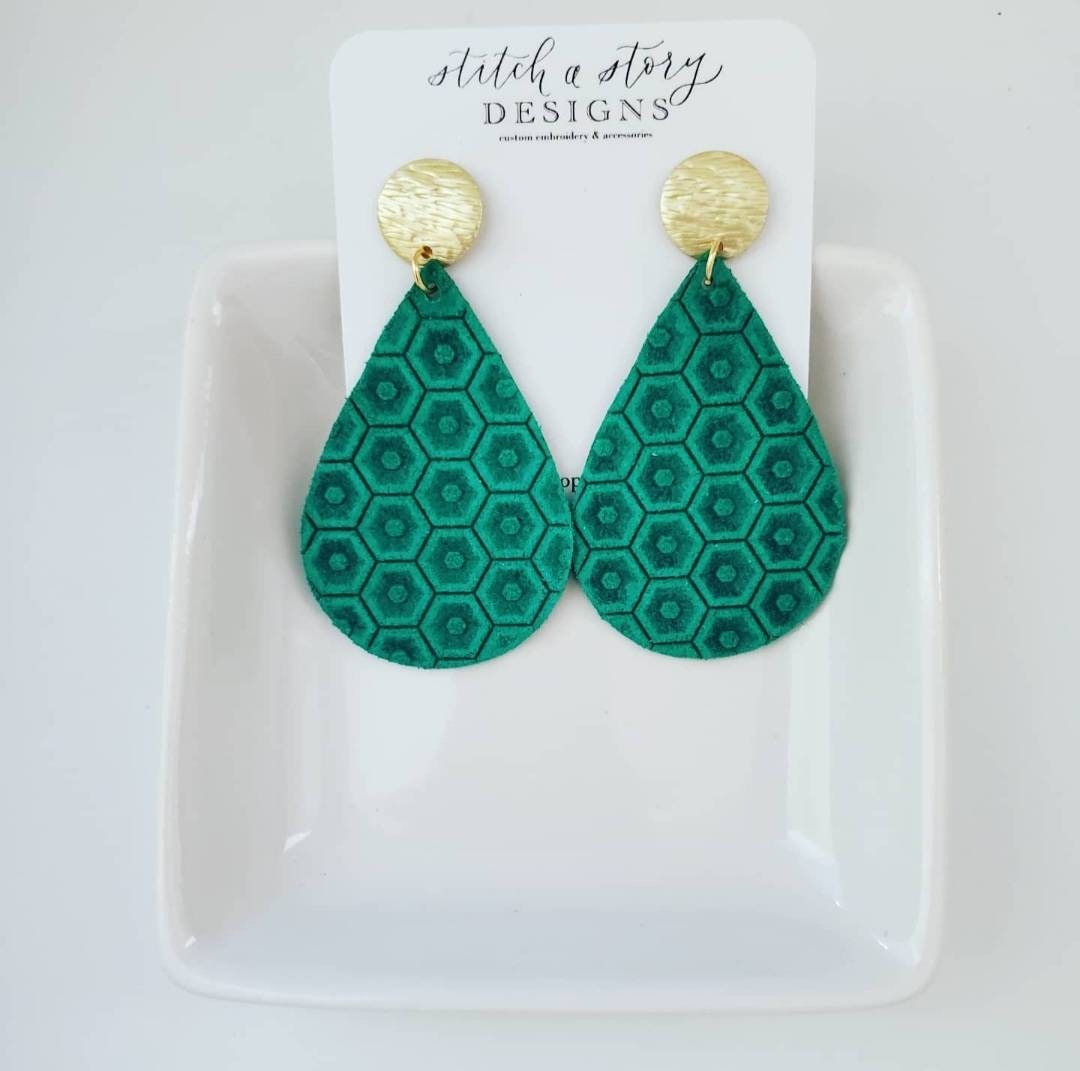 green-leather-teardrop-earring-leather-teardrop-earring-etsy