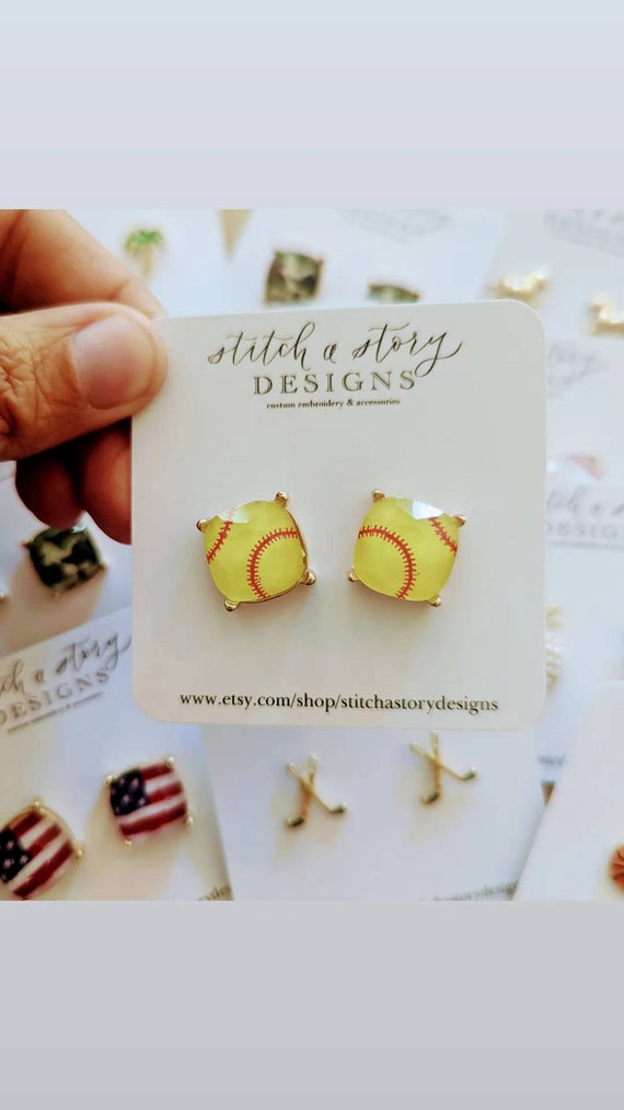Softball earrings best sale studs