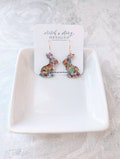Acrylic glitter multi colored rabbit earrings, acrylic bunny earrings, easter earrings
