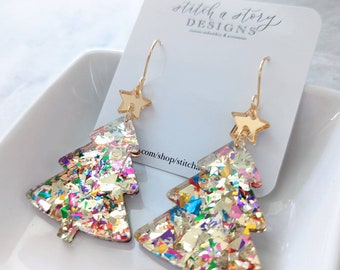 Boucles D'oreilles Pendantes En Forme De Sapin De Noël Pour