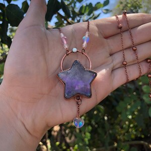 Aura light amethyst star necklace