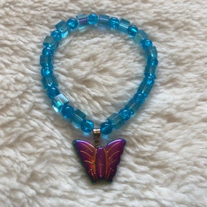 Blue czech glass butterfly bracelet