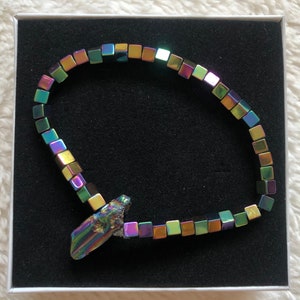 Rainbow coated quartz bracelet