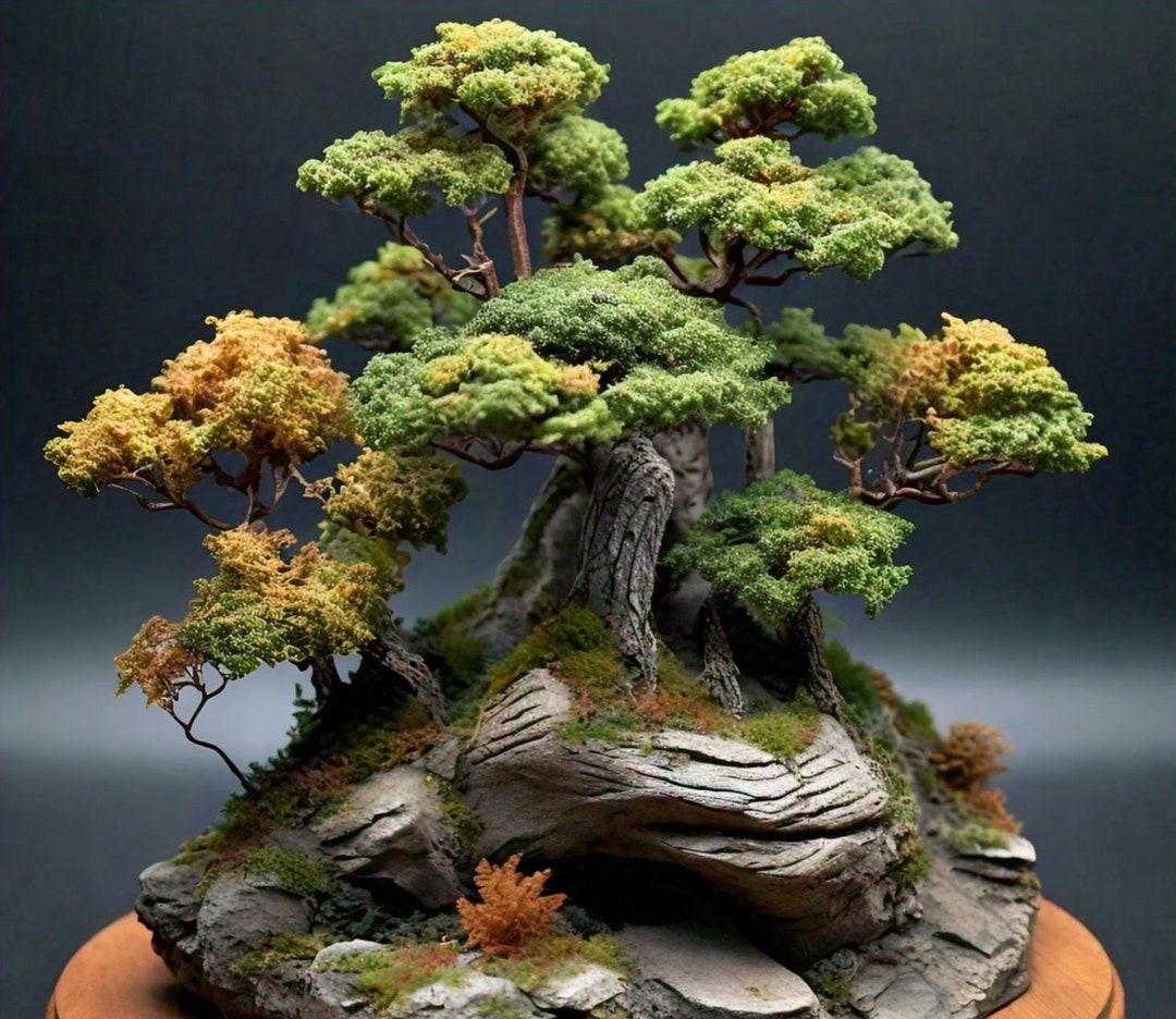 Miniature Diorama Rocks Realistic Diorama Miniature Trees and Beautiful Rock Formations ...