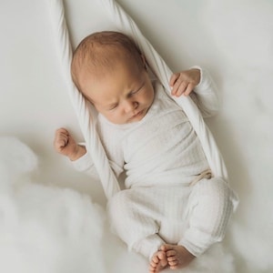 White Waffle Knit Baby Outfit - Newborn Coming Home Outfit | Infant White Baby Clothes | Unisex Baby Shower Gift | Baby Layette Set