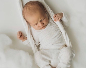 Vêtements de bébé blancs gaufrés, tenue de retour à la maison pour nouveau-né, vêtements de bébé neutres, tenue d'hôpital, vêtements pour bébés, cadeaux pour bébés unisexes.