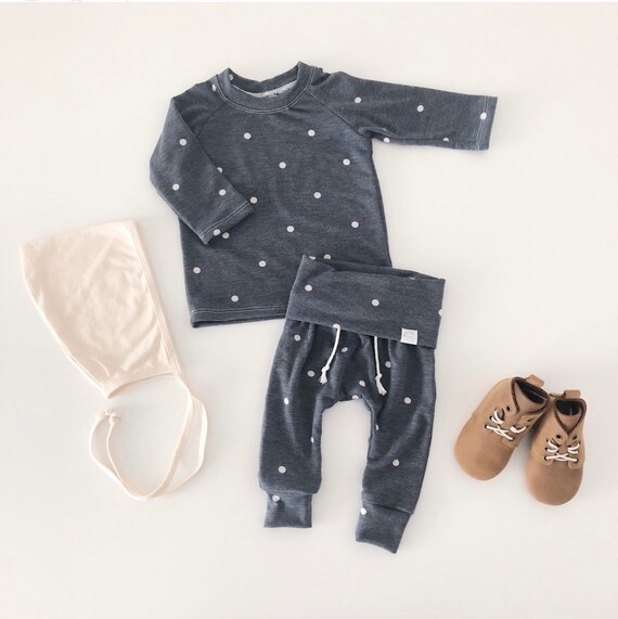 Polka dot baby clothes gray polka dot outfit baby girl Etsy
