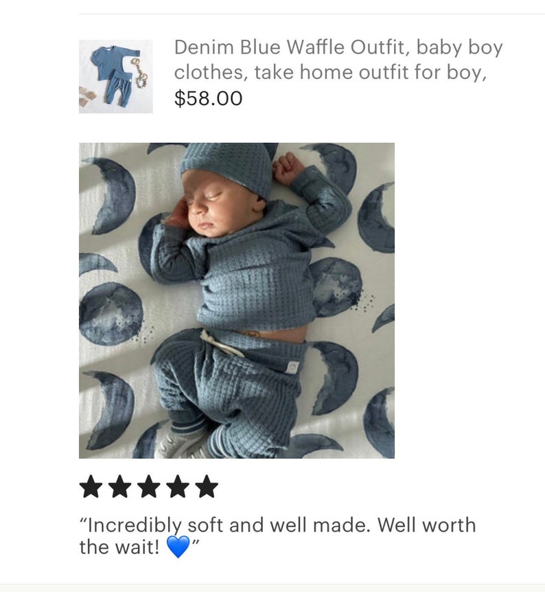 Blue Waffle Set, baby boy 2 piece outfit, newborn boy coming home outfit, baby boy gifts, spring baby outfit, layette, preemie, 0-3m. image 10