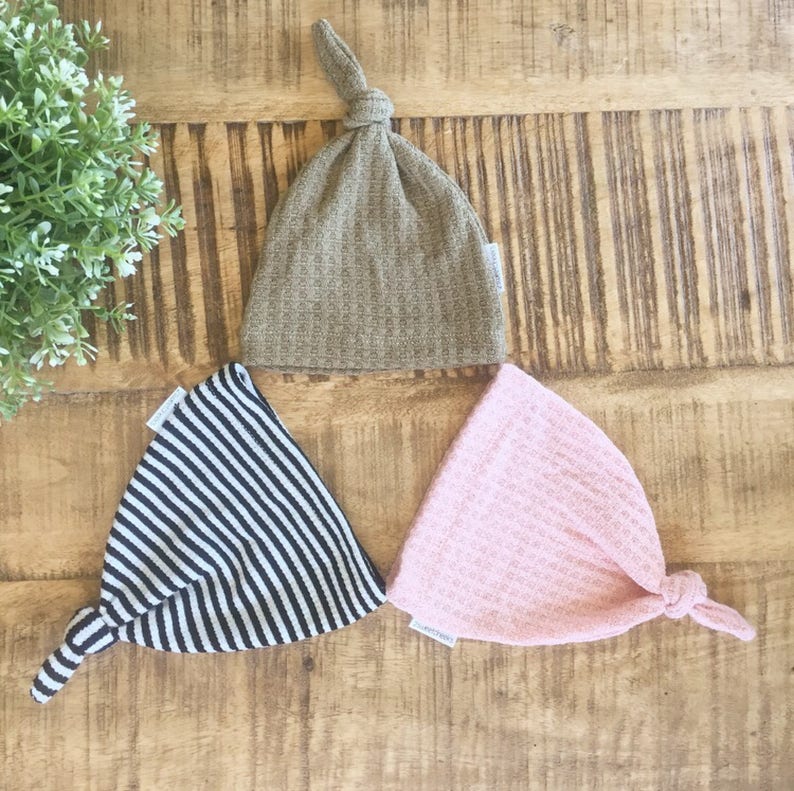 Baby knotted hat gender neutral baby hat waffle knit hat Etsy