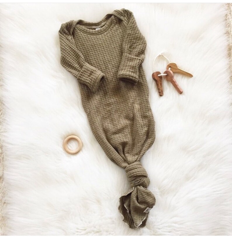 Green Waffle Baby Gown Baby Sleeper Newborn Baby Gown Set Etsy
