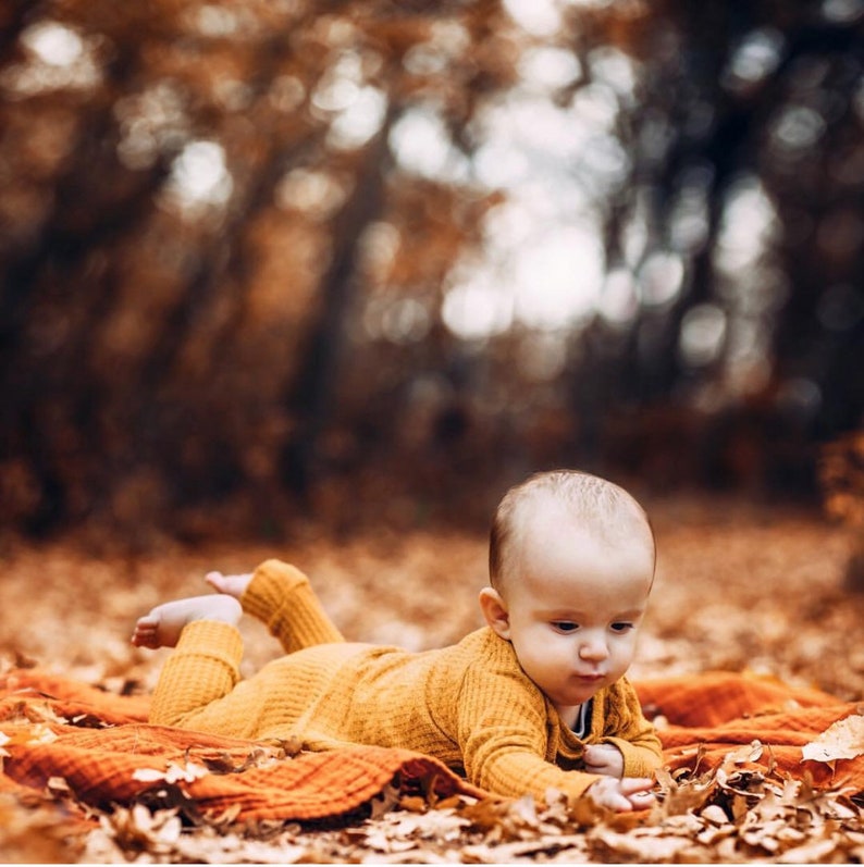 Mustard waffle baby outfit gender neutral baby clothes Etsy