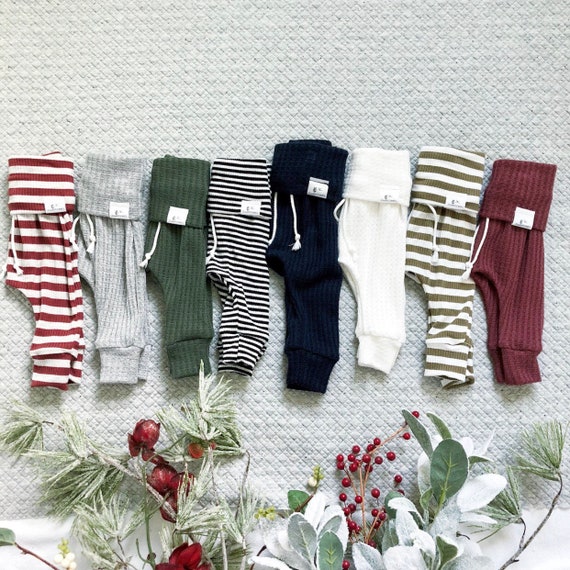 red and white striped baby leggings