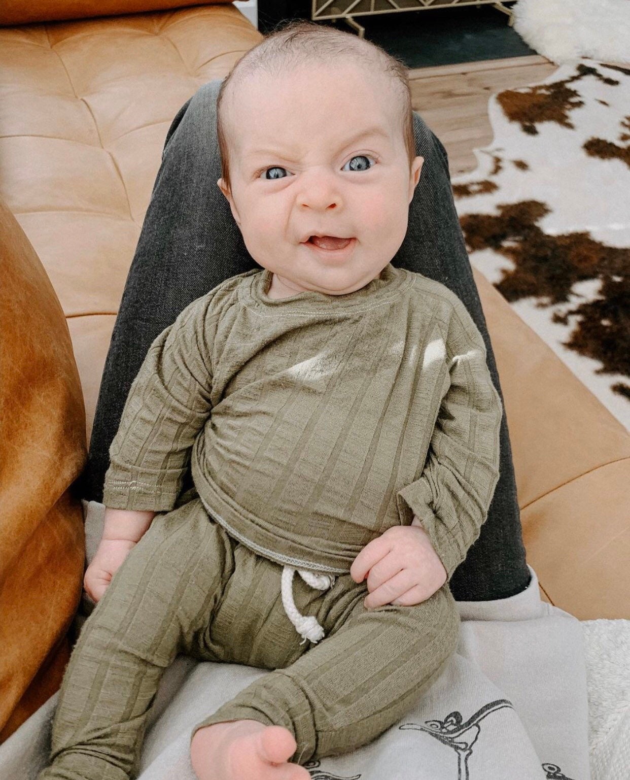 Olive green wide ribbed outfit baby boy clothes green baby Etsy