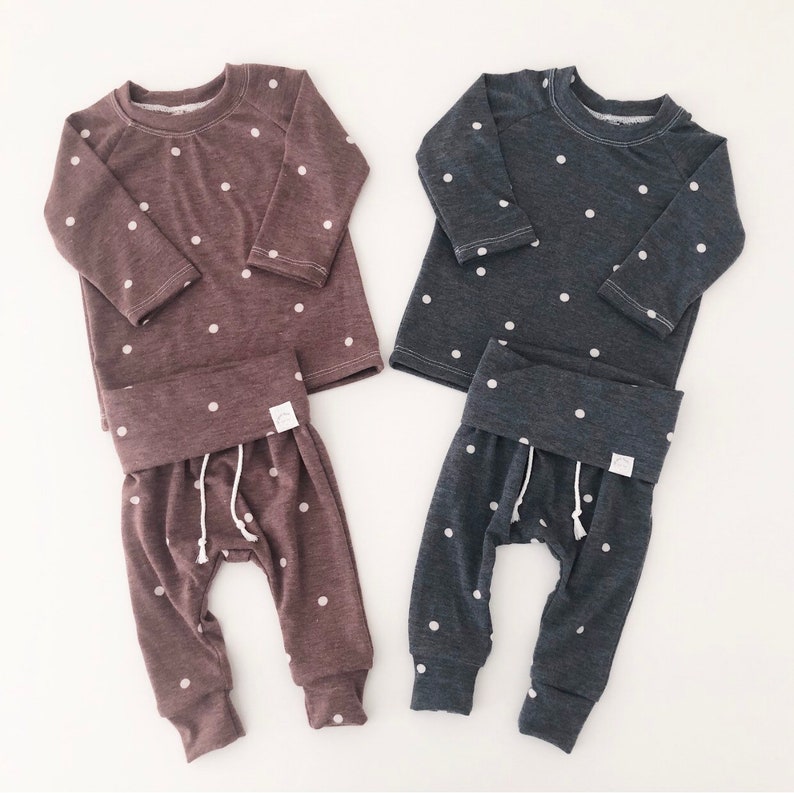 Polka dot baby clothes gray polka dot outfit baby girl Etsy