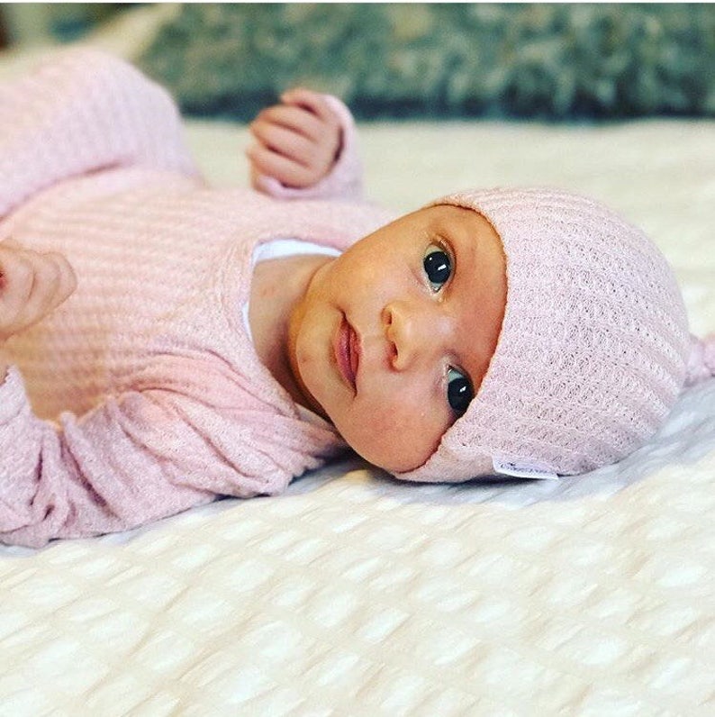 Baby knotted hat gender neutral baby hat waffle knit hat Etsy
