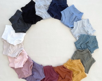 Baby bloomers, newborn bummies, baby shorties, baby girl boy bloomers, preemie shorts, gender neutral diaper cover, toddler shortie shorts.