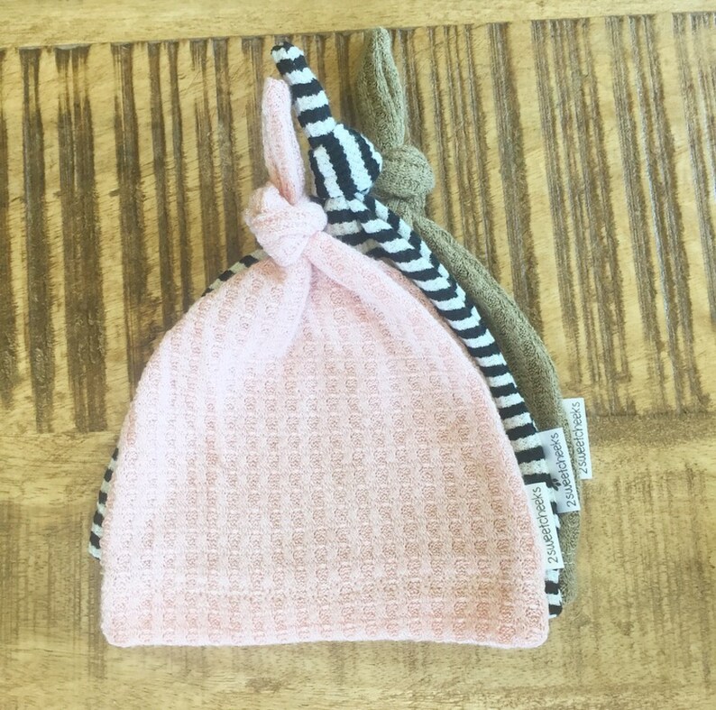 Baby knotted hat gender neutral baby hat waffle knit hat Etsy