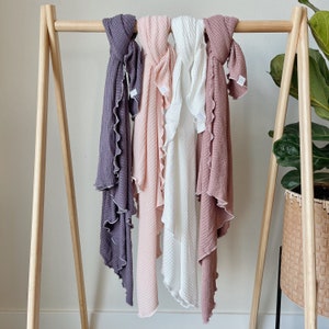 Baby girl waffle blankets, newborn girl swaddle, soft blanket, baby wrap, pink, white, purple, mauve, summer swaddle, baby gifts, spring.