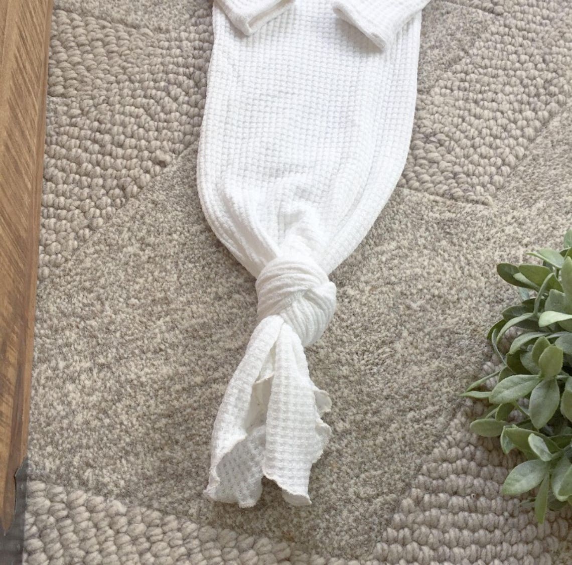 White Waffle Knotted Baby Gown Gender Neutral Baby Clothes Etsy