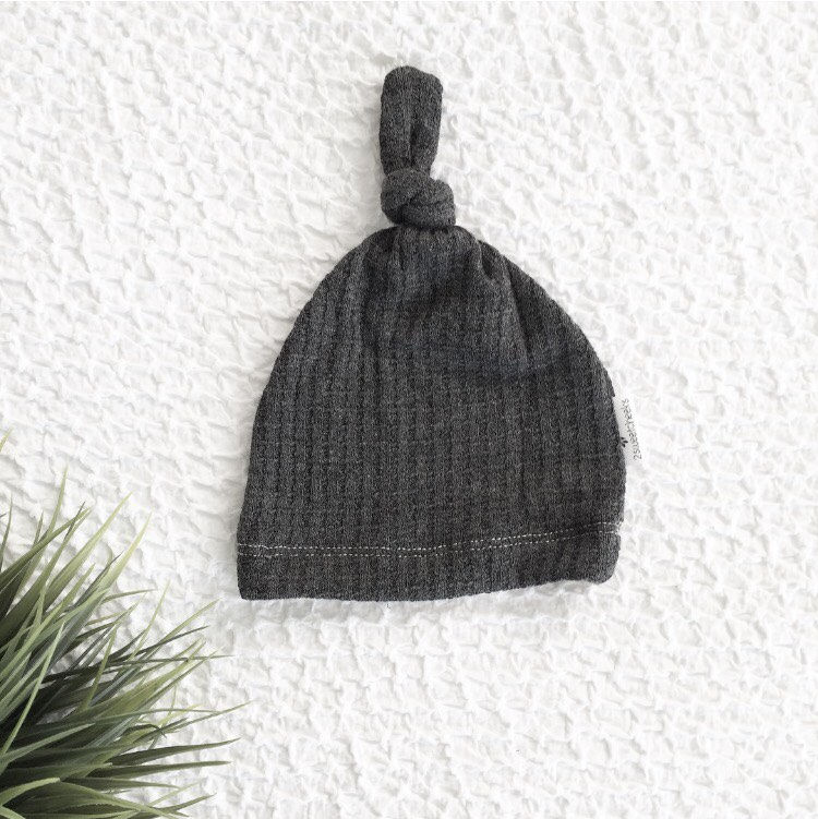 Gray baby knotted gown waffle knit gown gender neutral baby Etsy