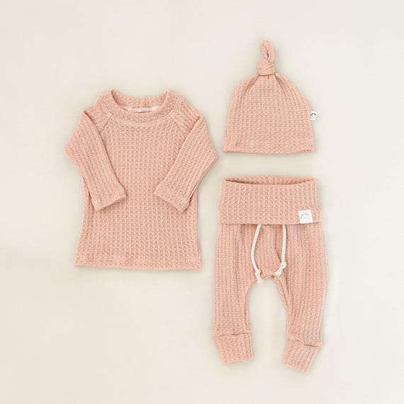新品】MONMIMI Baby Farbok Waffle suit Pink Waffle baby girl 