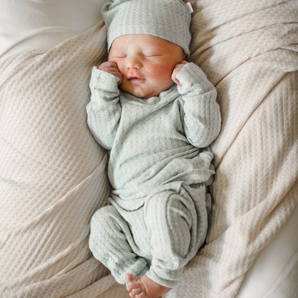 Mint Waffel Neugeborene Jungen nach Hause kommen Outfit, Krankenhaus Set, Baby-Kleidung, personalisierte Outfit, nach Hause gehen, Frühchen, Säugling, Baby-Jungen Geschenk.