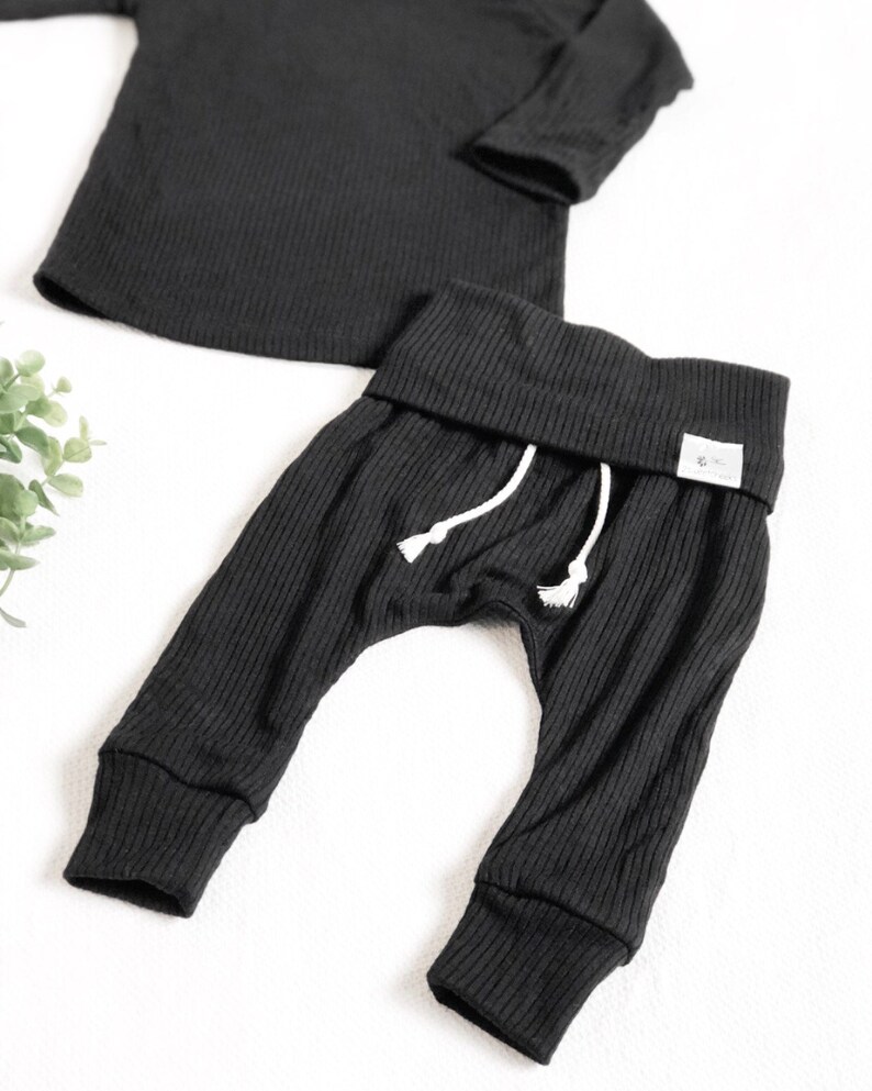 Black ribbed baby boy outfit ribbed knit baby clothes take Etsy