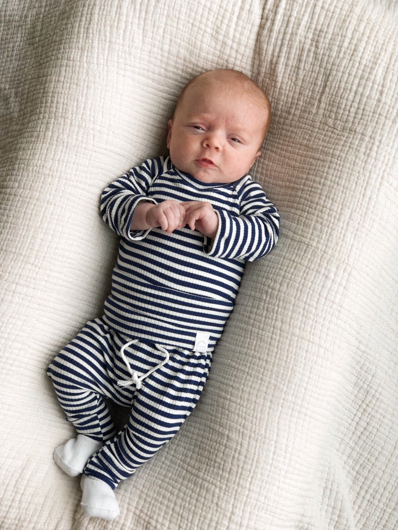Navy blue striped outfit baby boy clothes baby clothes baby Etsy