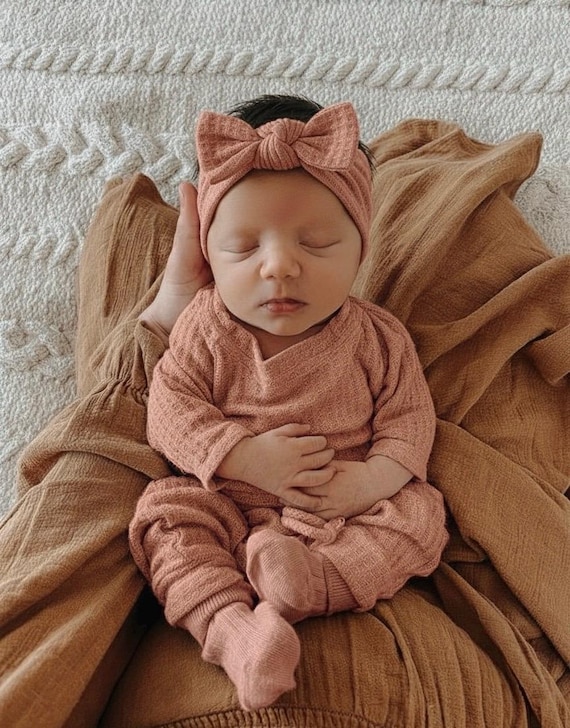 Newborn Swaddle Blanket & Headband Hat Set - Baby Girl Print Receiving Blanket 0-3 Months - View #7